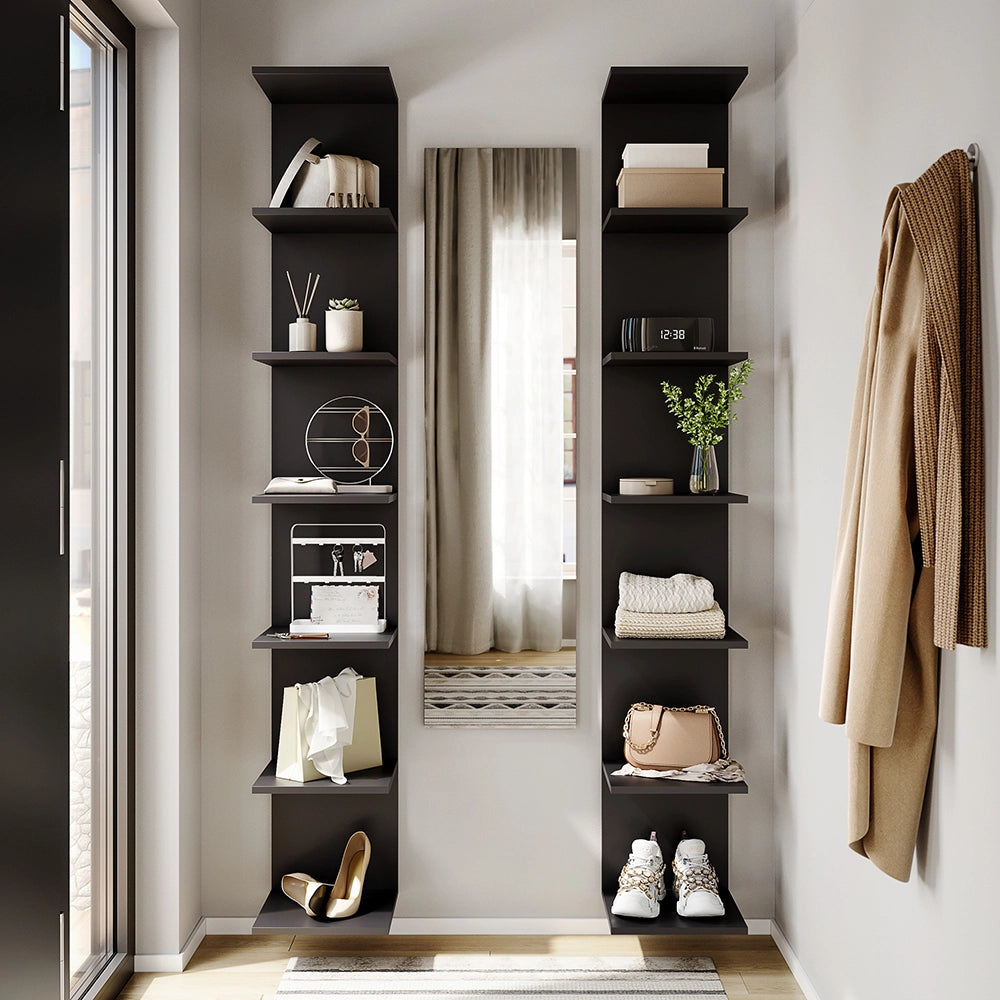 Libreria da parete Paolo Nero 30 x 190 cm Vicco
