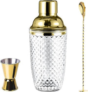 Shaker per cocktail in vetro - 400 ml - vetro dorato e trasparente