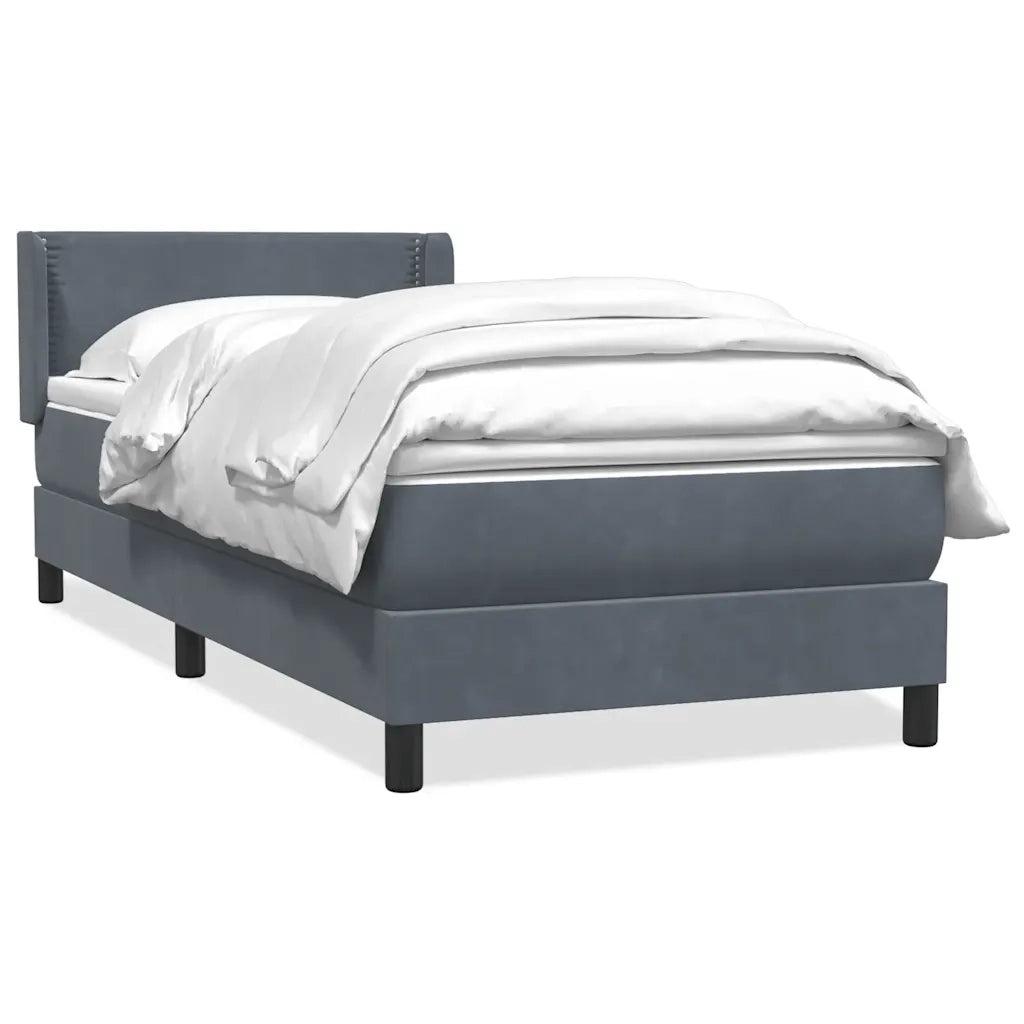 Giroletto a Molle con Materasso Grigio Scuro 90x220 cm Velluto