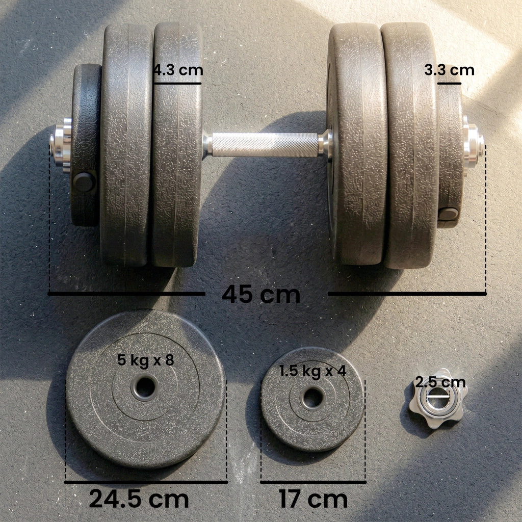 Set manubri da palestra 50 kg ¨C zephmum ¨C acciaio e plastica PE nero