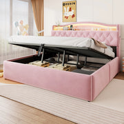 Letto contenitore 180 × 200 cm con sollevamento idraulico, USB, USB-C, led et cassetti testiera, sans materasso