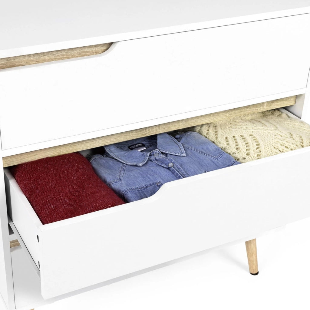 IDMarket - Cassettiera scandinavo a 3 cassetti legno e bianco HELSINKI