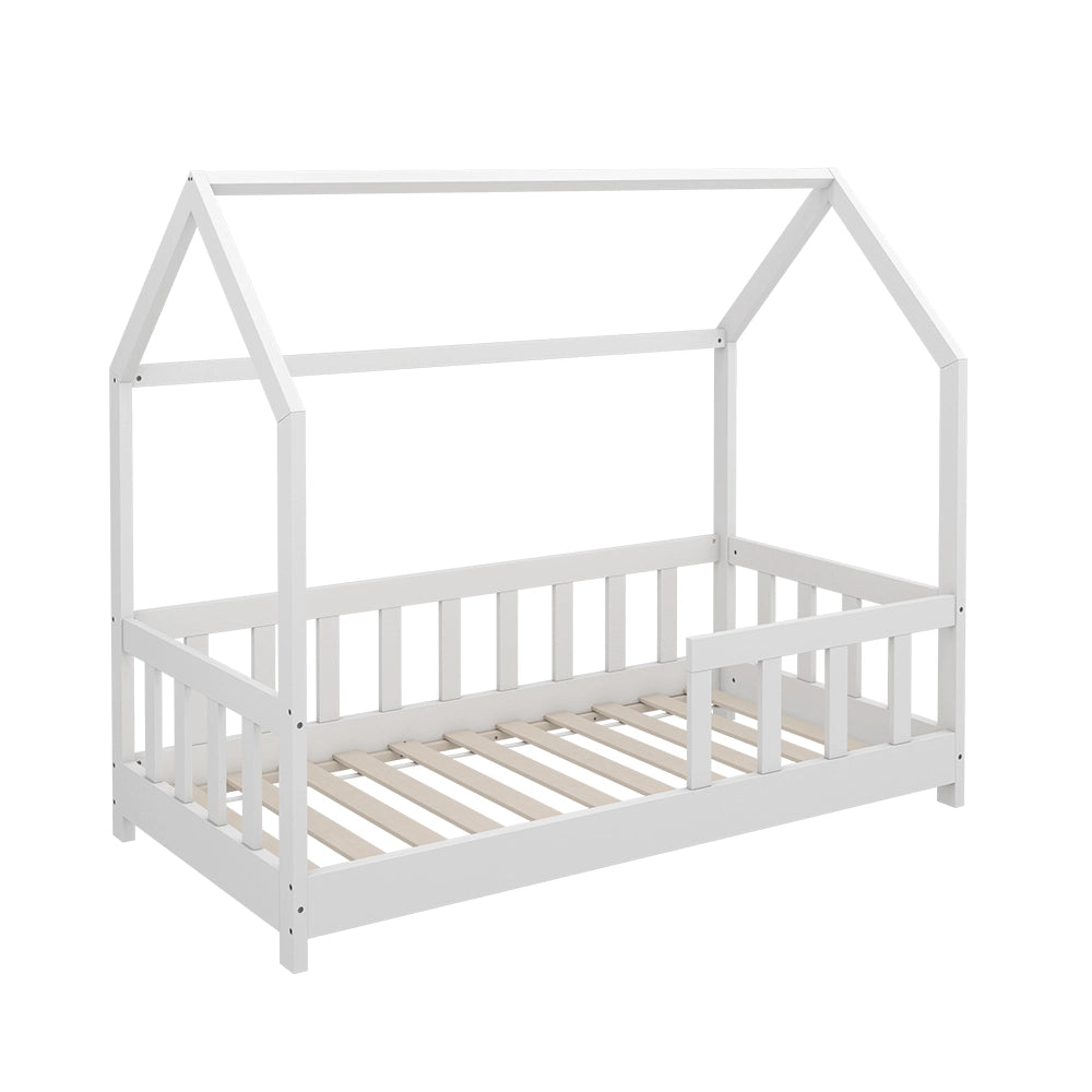 Vitalispa Letto montessori bambini Bianco 70x140 cm con protezione anticaduta