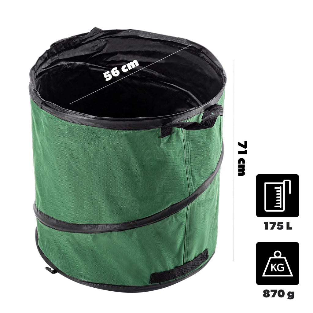 KADAX Sacchetto per foglie, cestino per rifiuti da giardino, pieghevole, resistente, con maniglie, 175 L