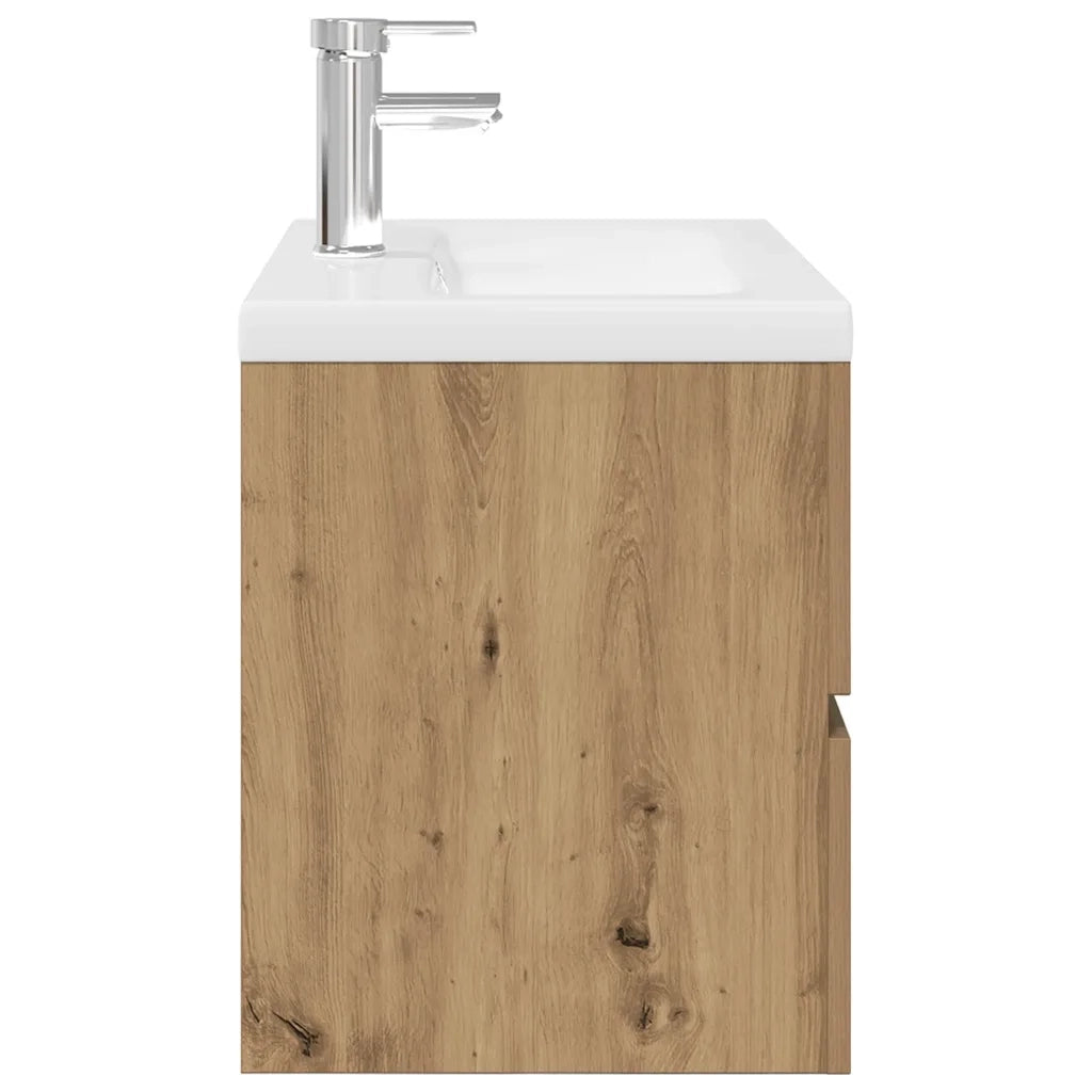 Mobile Bagno con Lavabo Integrato&Rubinetto Rovere Artigianale 3328932