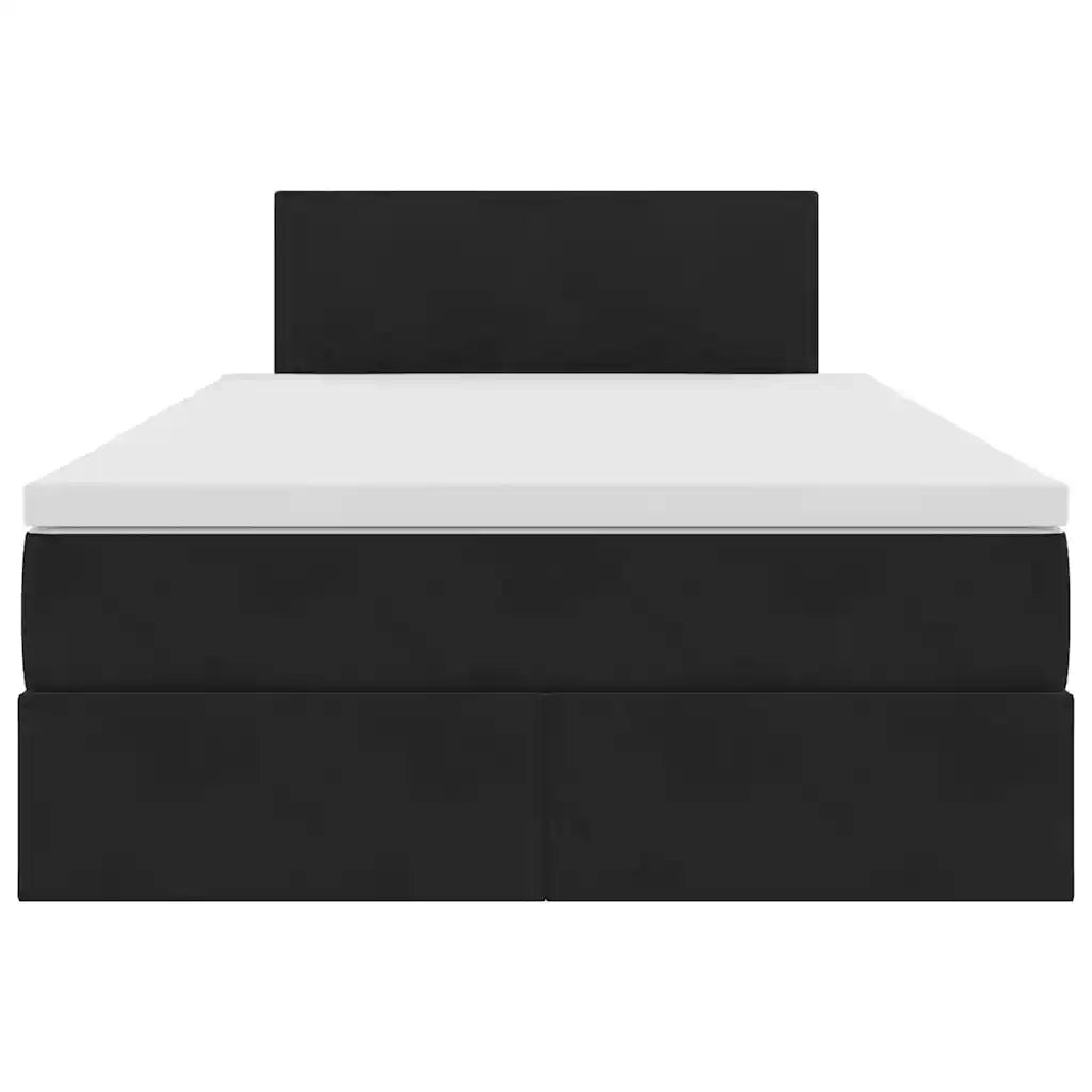 Letto con Contenitore con materasso Nero 120 x 190 cm Velluto