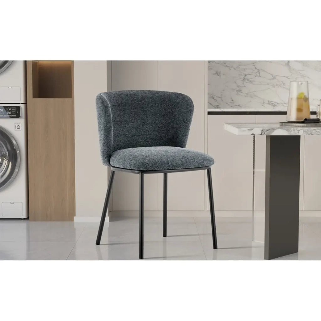 Sedia ARTHUS – Tessuto grigio scuro – Struttura metallo nero – H76 x L52 x P54 cm