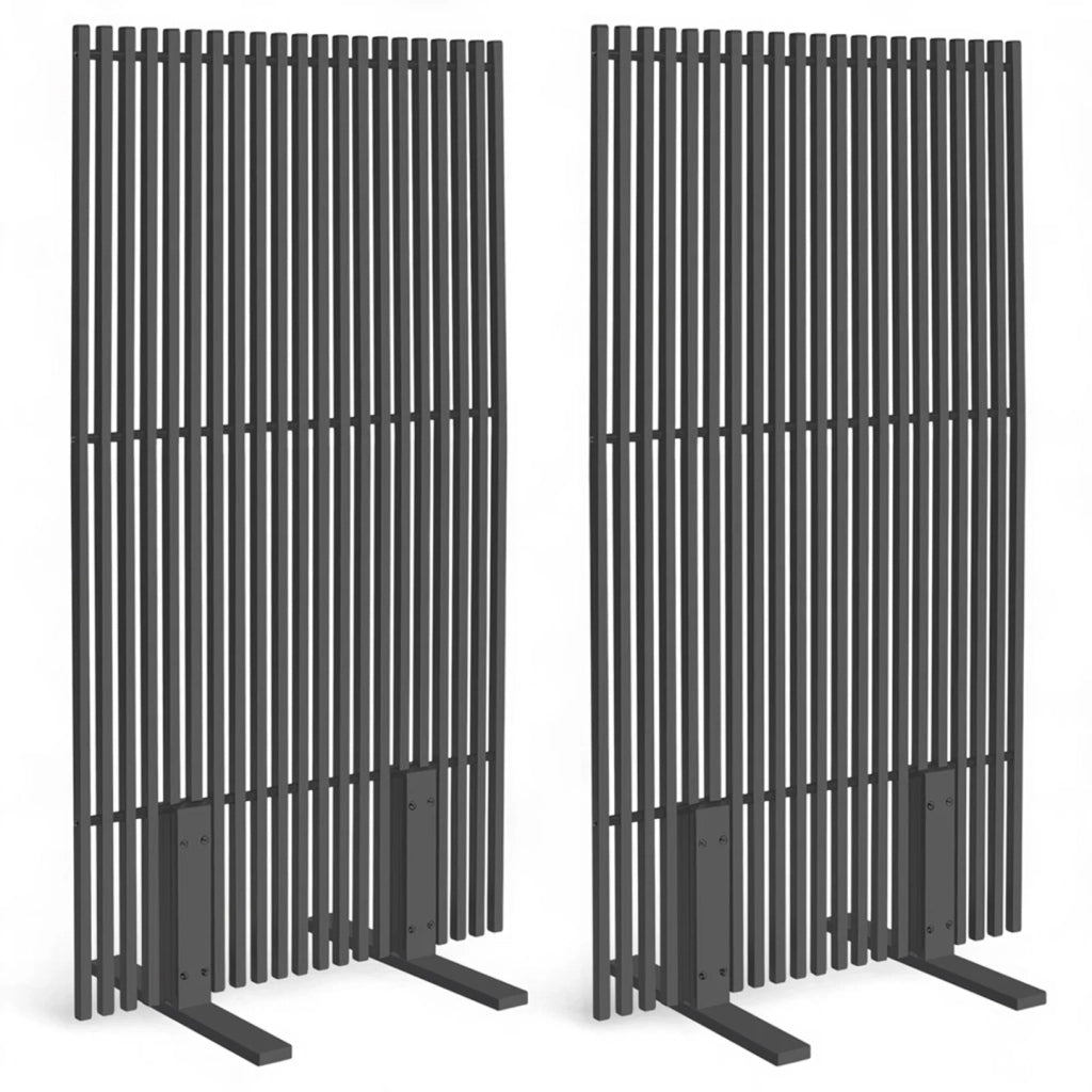 IDMarket - Set di 2 paraventi esterni traforati, paravento decorativo, 80 x 150 cm, metallo grigio antracite