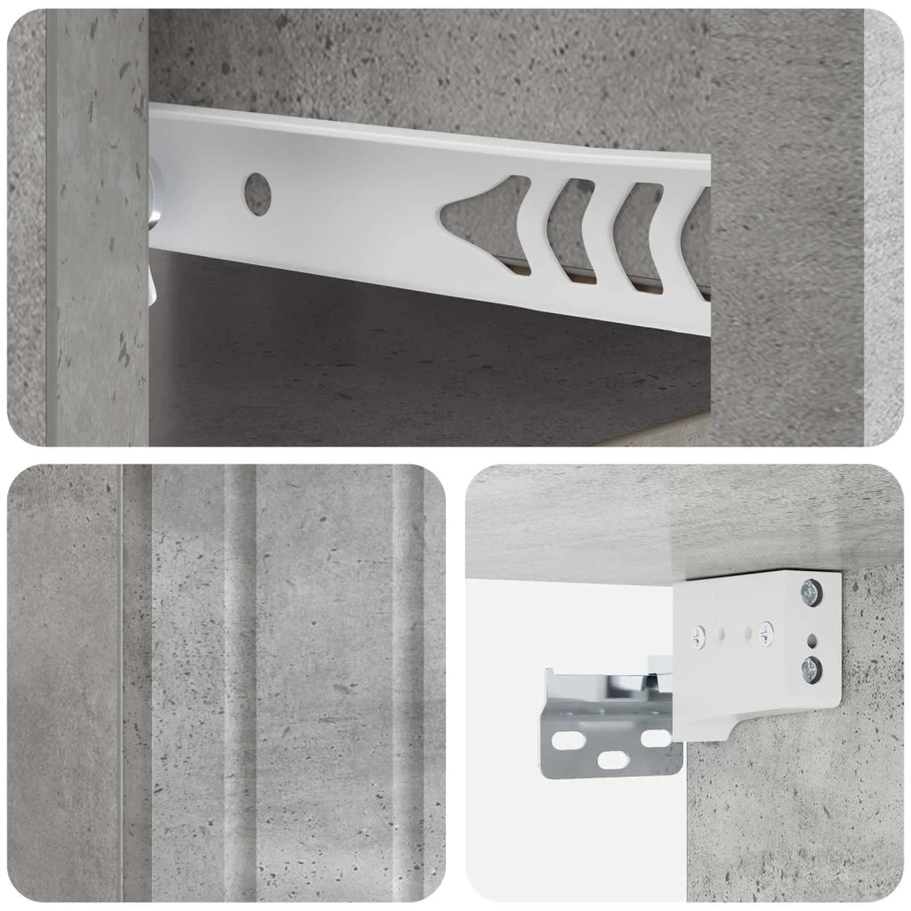 Mobiletto da notte a muro Grigio Cemento 33 x 34,5 x 24 cm