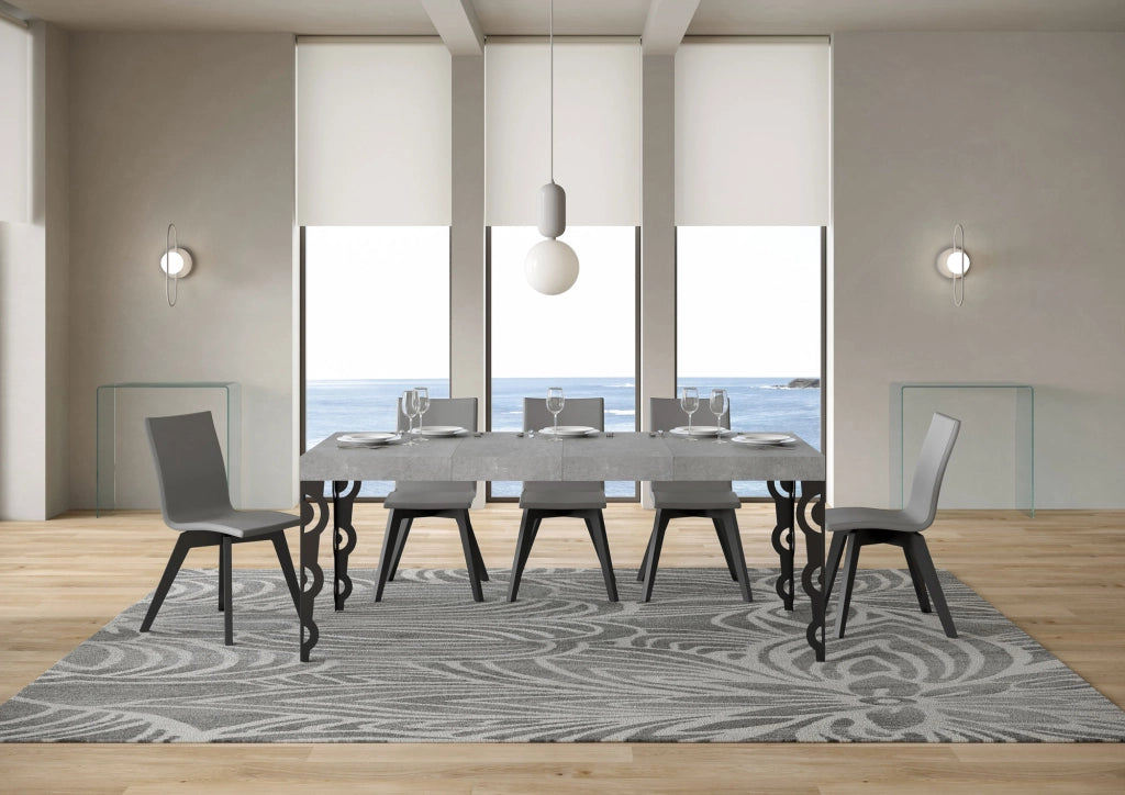 Tavolo allungabile 90x140/244 cm Karayan Premium Cemento telaio Antracite