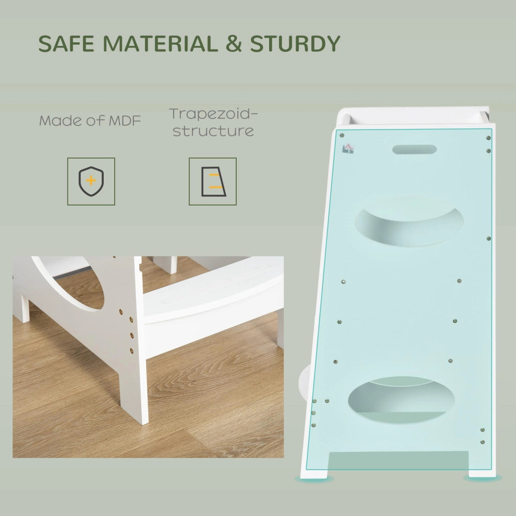 Torre Montessoriana per Bambini 40x50x90 cm Altezza Regolabile in MDF Bianca