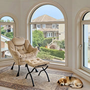 Poltrona Relax con Poggiapiedi e Braccioli ¨C MINIMAL ¨C Tessuto Beige
