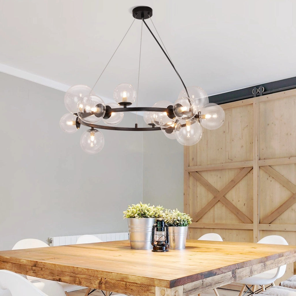 Lampada a sospensione ZMH moderna per sala da pranzo 14 fiamme lampadario G9 con sfera in vetro