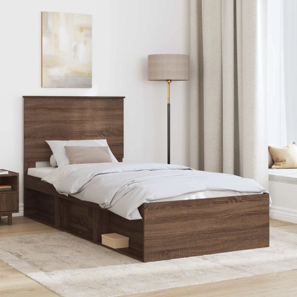 Struttura del letto Rovere Marrone 75 x 190 cm Pino massello