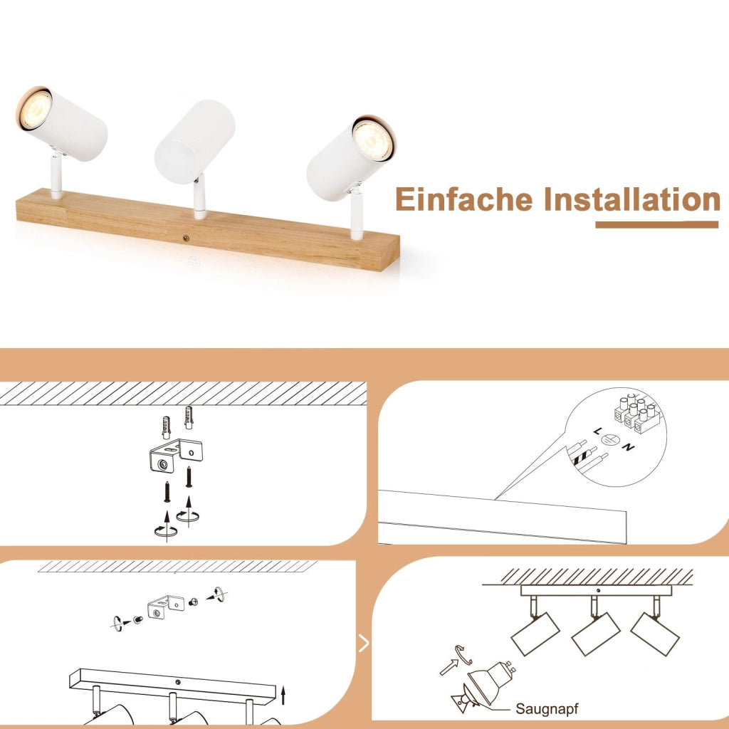 ZMH Faretto da soffitto 3 fiamme Gu10 Plafoniera moderna orientabile 330