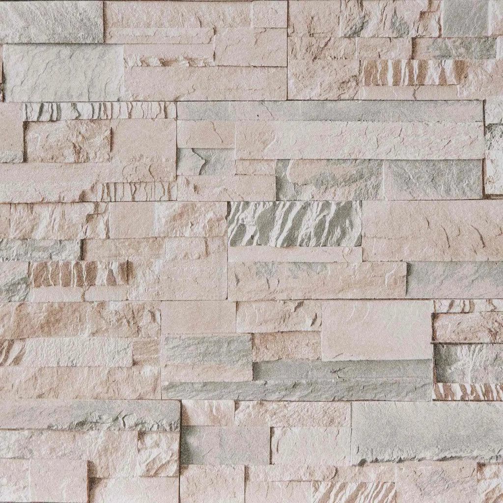 Carta da Parati 3D Pietra Beige 10 x 0,53 m Tessuto Non Tessuto 42046689