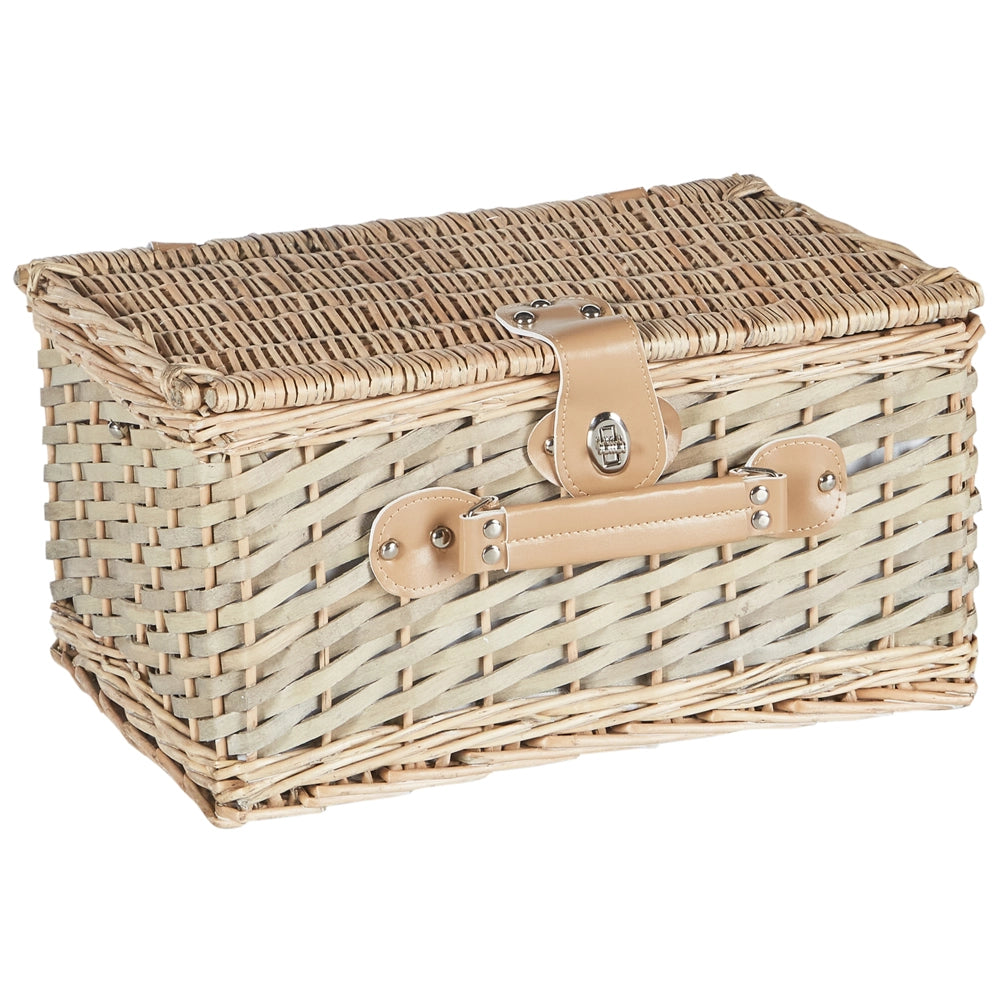 Cesto da picnic in vimini naturale per 4 persone con borsa frigo, bicchieri da vino e Posate stile semplice elegante