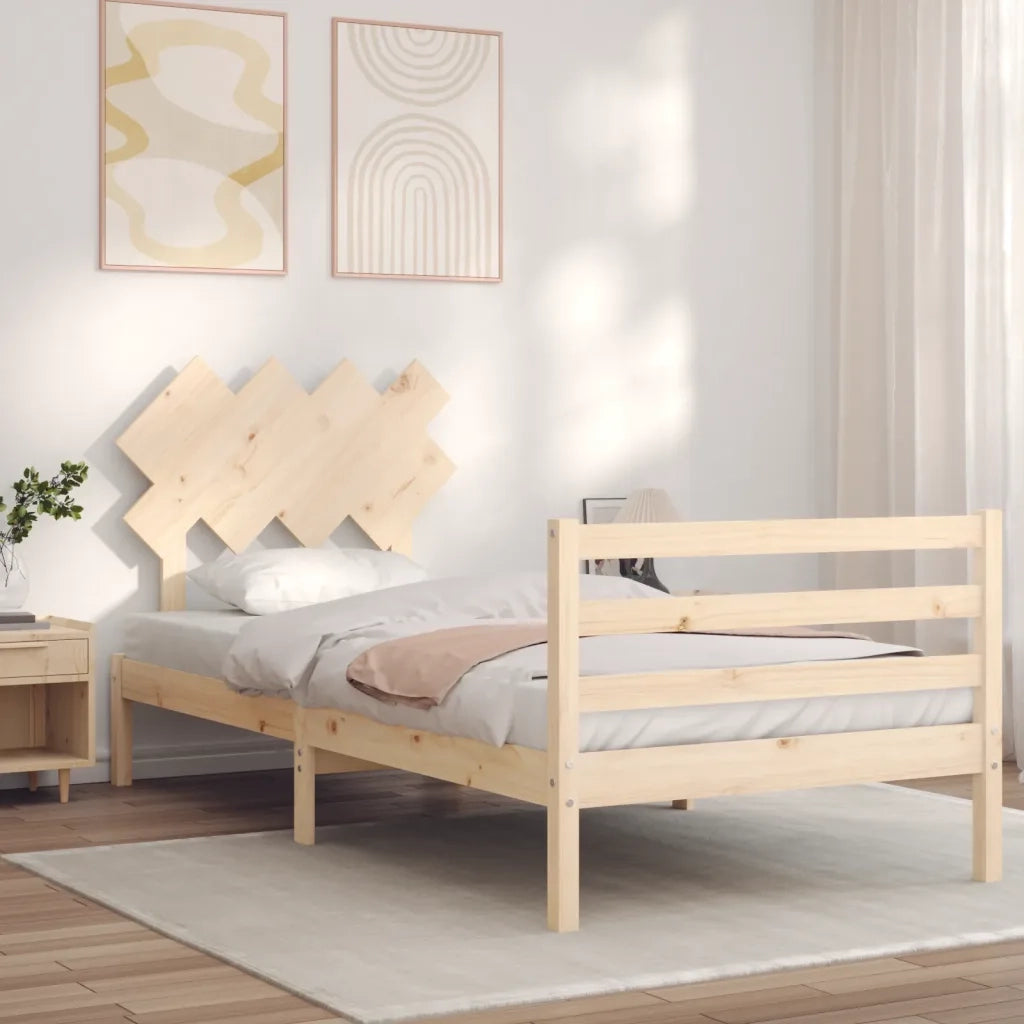 Giroletto con Testiera Single-Struttura Letto in Legno Massello 942312
