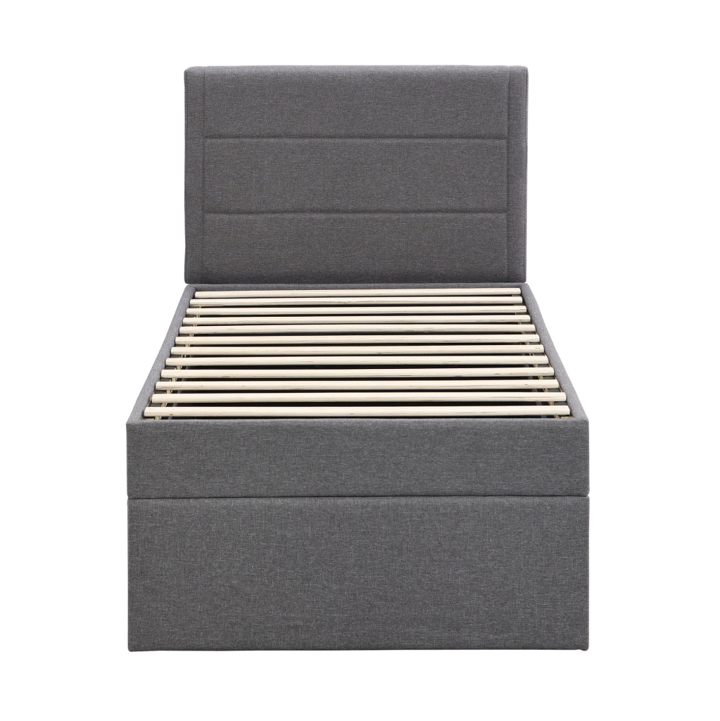 Letto imbottito 90x200 cm con contenitore e rete a doghe
