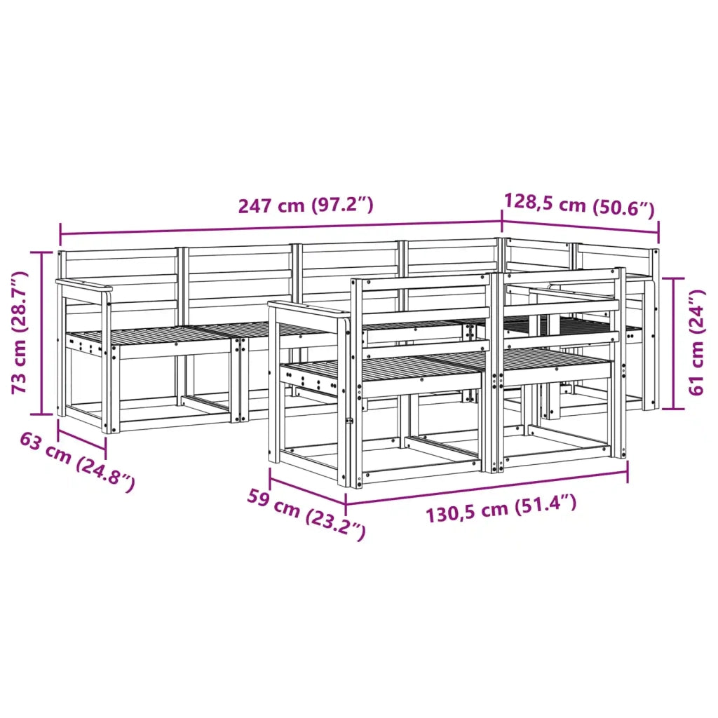 Set di divani da esterno 7 pcs Bianco Legno di Acacia Massello 3387758