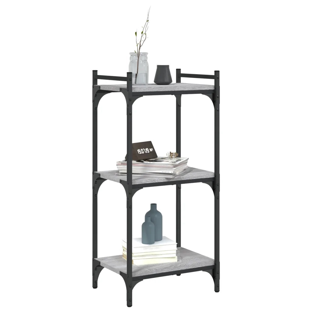 Libreria a 3 Ripiani-Scaffale per Libri-Mobile di Stoccaggio Grigio Sonoma 40x30x86cm Legno Multistrato