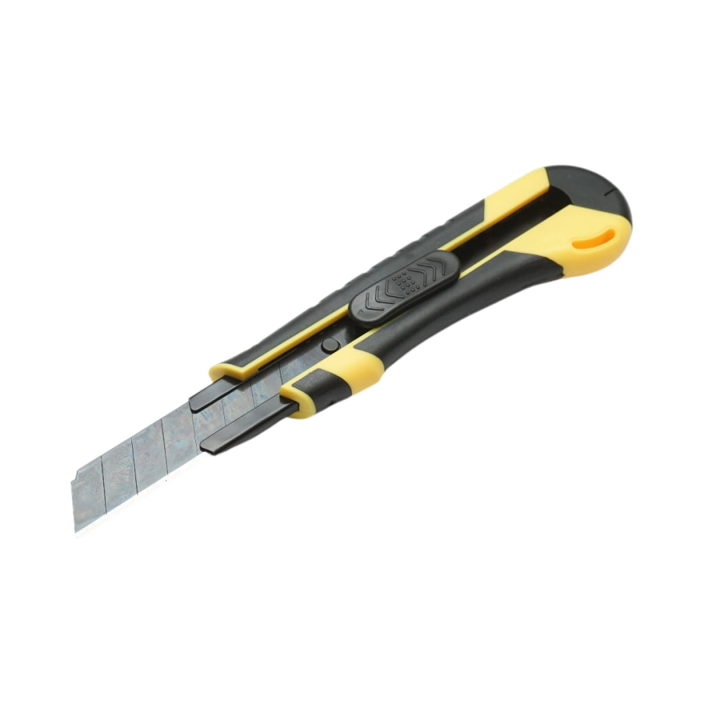 Coltello professionale con lama in acciaio SK5 da 18 mm, corpo in ABS con impugnatura Crownman in TPR.