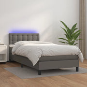 Giroletto Molle con Materasso e LED-Struttura Letto Grigio 90x200cm Similpelle 359079