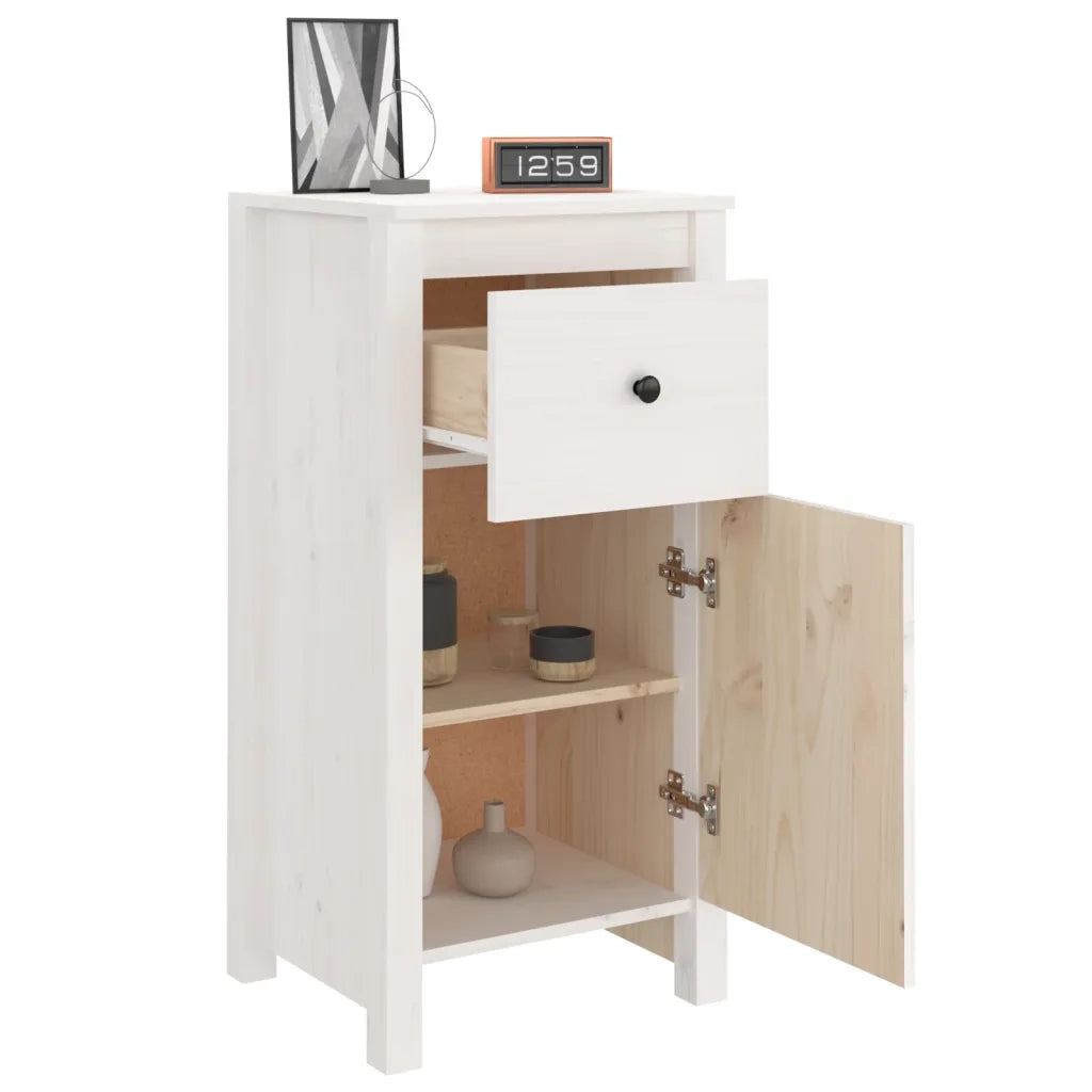 Credenze 2 pz | Madia | Buffet da pranzo | Armadio da pranzo Bianche 40x35x80 cm in Legno Massello di Pino