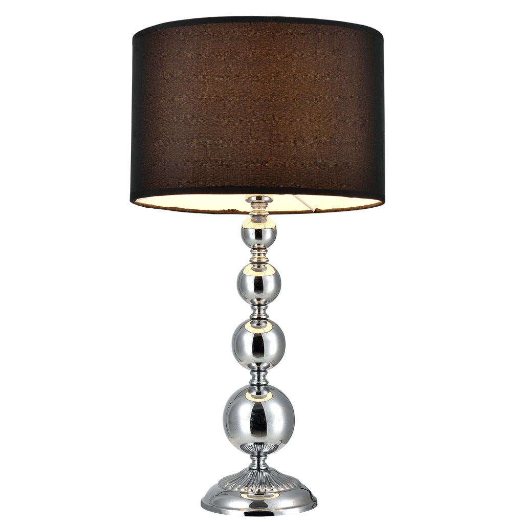 Lampada da tavolo lampada da comodino lampada da scrivania lampada da lettura metallo diametro 29 cm tessuto cromo e nero 03_0002499