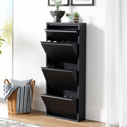 Scarpiera Sokndal con 3+1 Contenitori Ribaltabili Portascarpe in Metallo - Nero [en.casa]