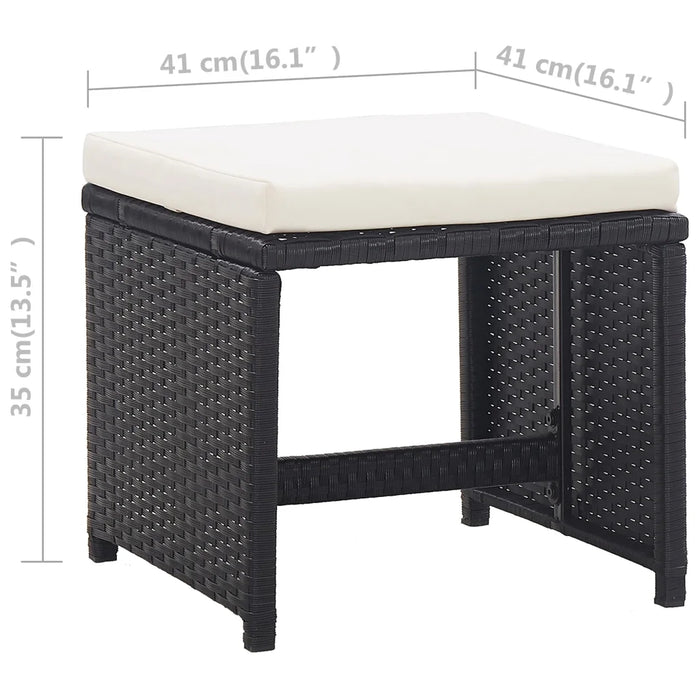 Set da Pranzo da Giardino 11 pz con Cuscini in Polyrattan Nero  cod mxl 42654
