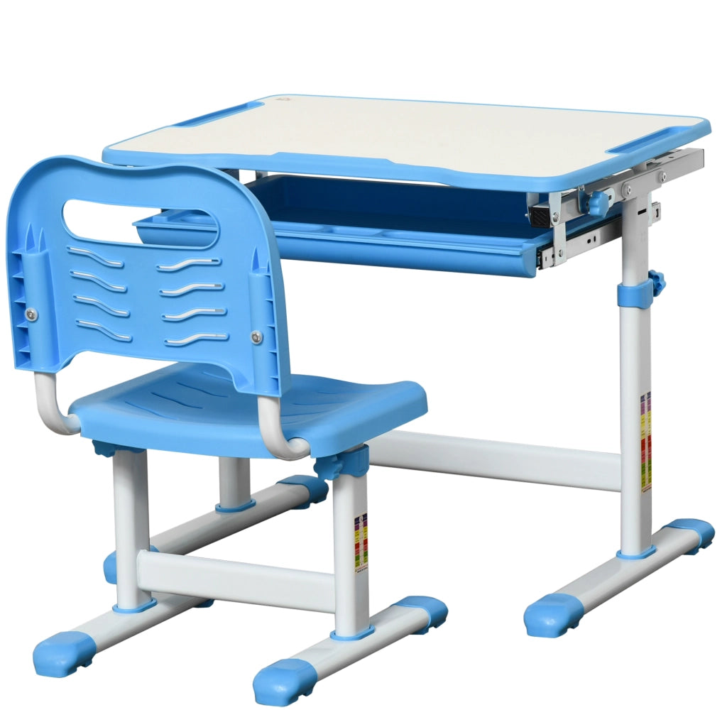 Scrivania bambini regolabile con sedia ¨C zephmum ¨C blu 66x47x77 cm