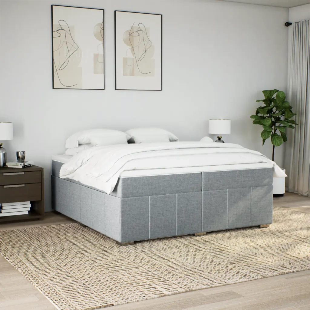 Giroletto a Molle con Materasso Grigio Scuro 200x200 cm Tessuto