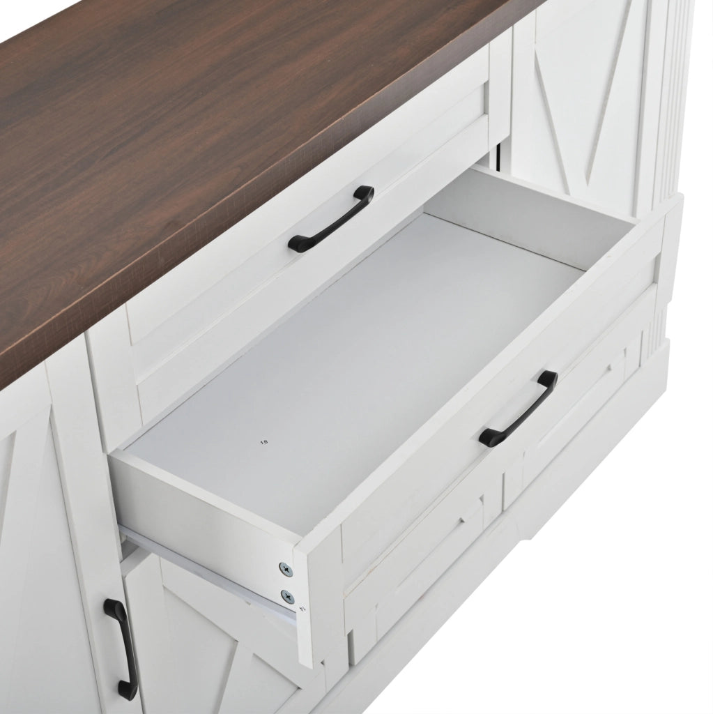 Sideboard bianco con 4 ante e 2 cassetti, piano di appoggio 160 cm