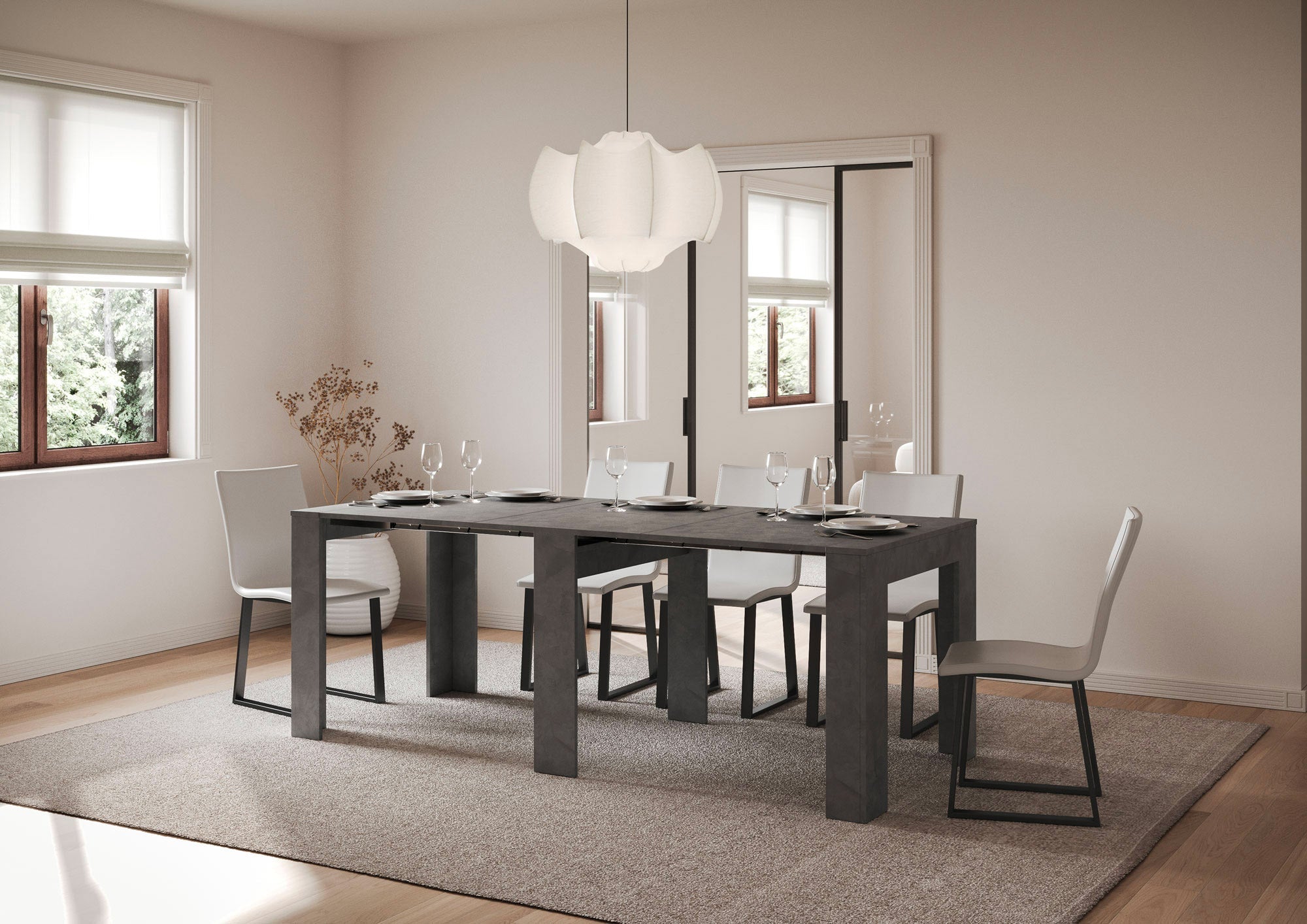 Consolle Allungabile 90x25/181 cm Pannelli in Nobilitato Slick Antracite