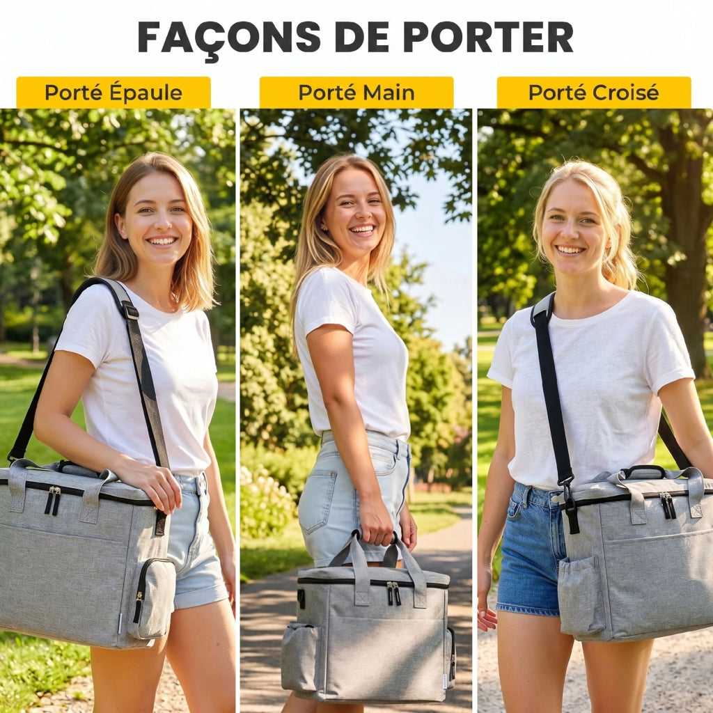 Trasportino per Cane con Tasche e Ciotola ¨C zephmum ¨C Grigio 38x17x35cm