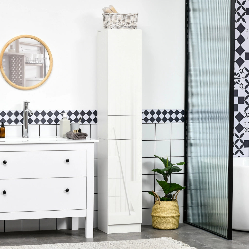 Colonna Bagno con Cassetto e Ripiani Aperti ¨C zephmum ¨C 30x28x170 cm Bianco