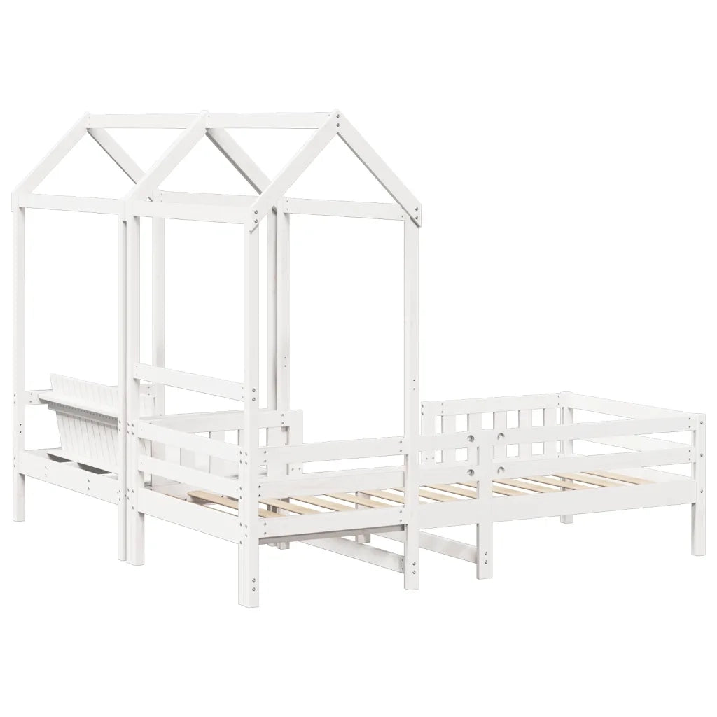 vidaXL Giroletto con Panca e Tetto Bianco 80x200cm Legno Massello Pino