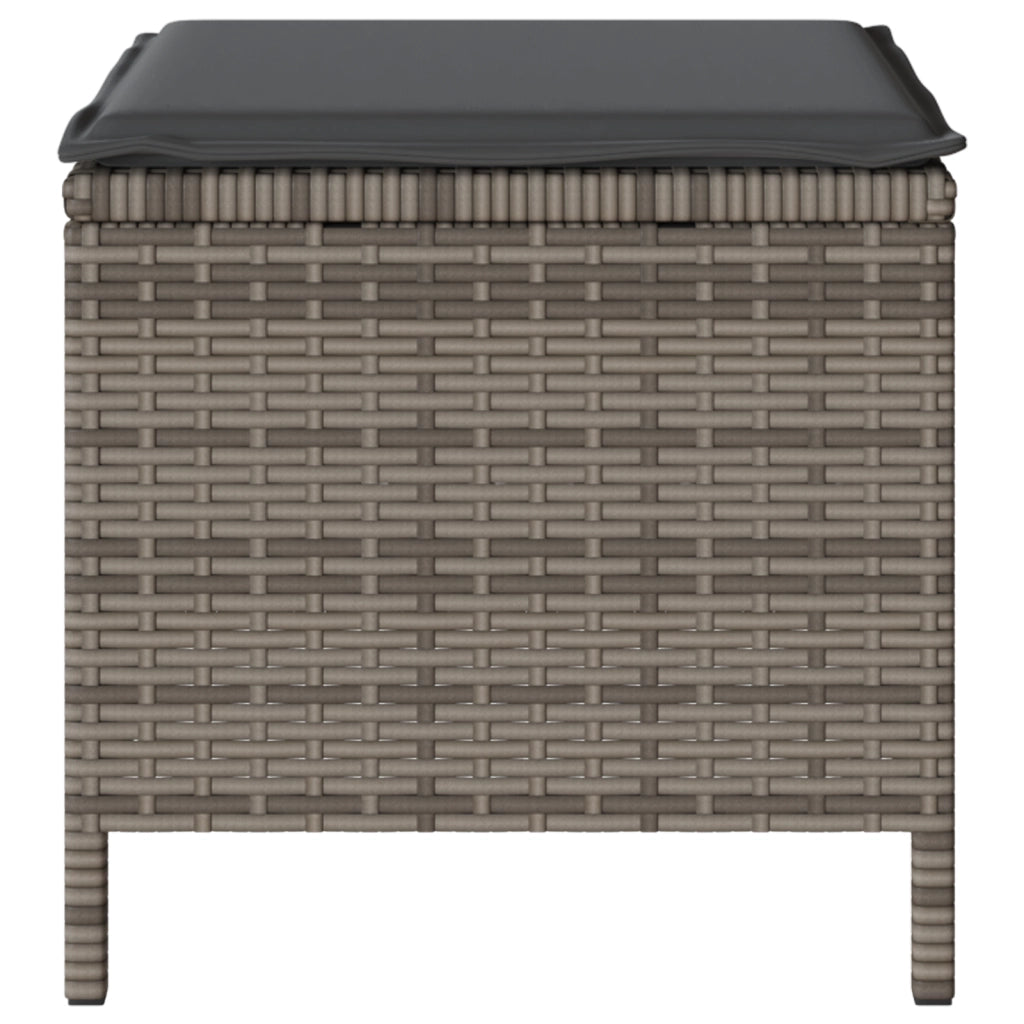Set da Pranzo da Giardino 4 Pezzi con Cuscini Grigio in Polyrattan e Acacia