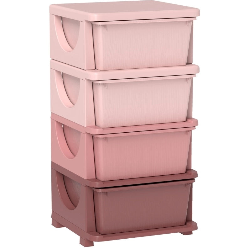 Mobile contenitore per bambini con 4 cassetti rosa