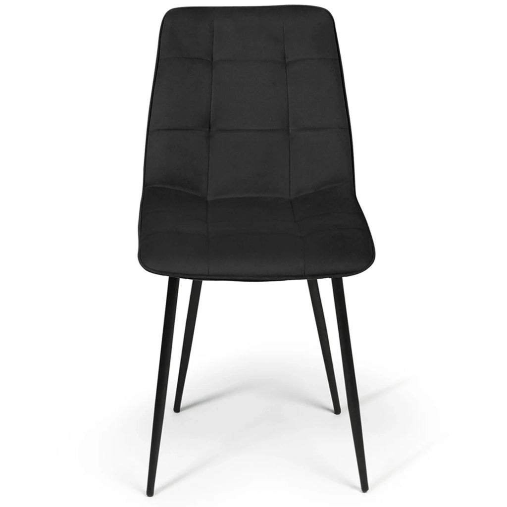 IDMarket - Set di 4 sedie da pranzo MILA in velluto nero