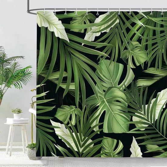 Doccia con tenda tropicale a foglie - impermeabile - 180 x 180 cm - poliestere