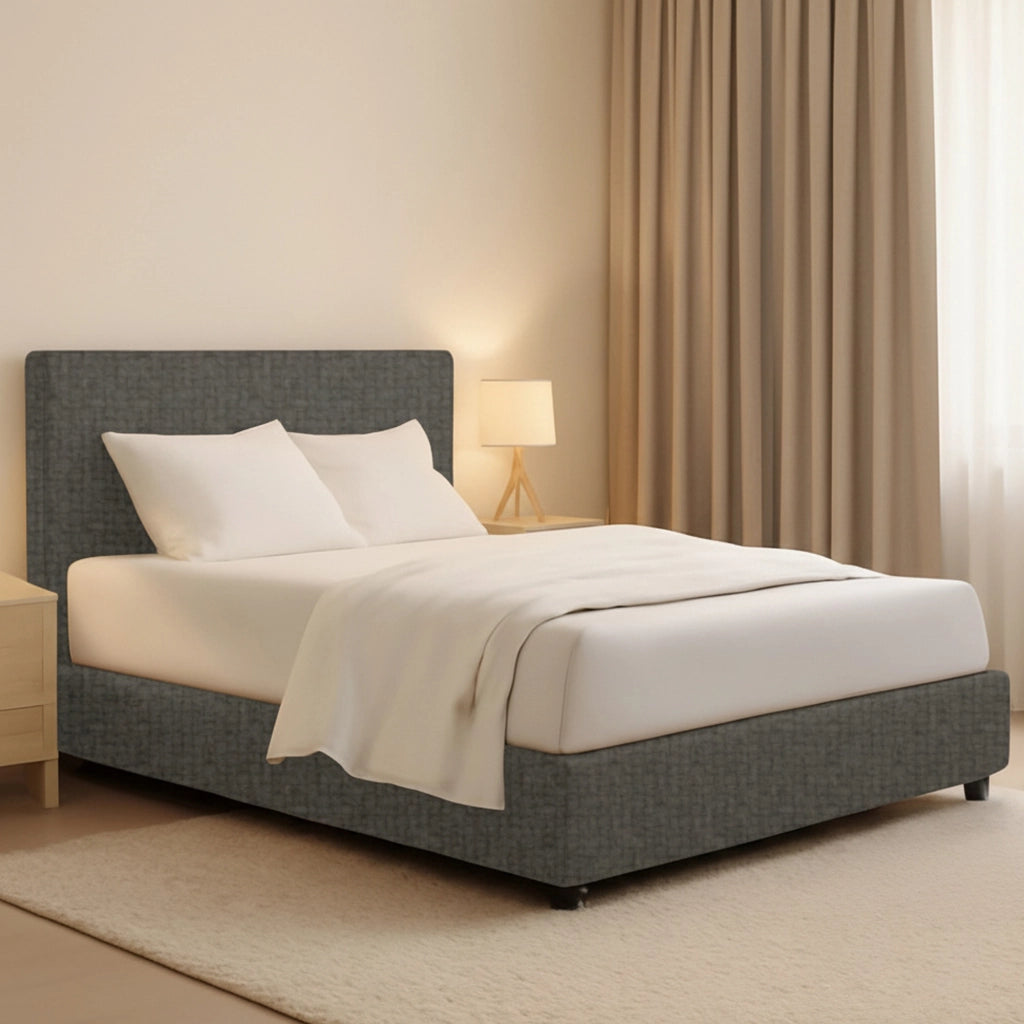 Harlow, Letto Piazza e Mezza Sfoderabile Made in Italy, Grigio Tortora