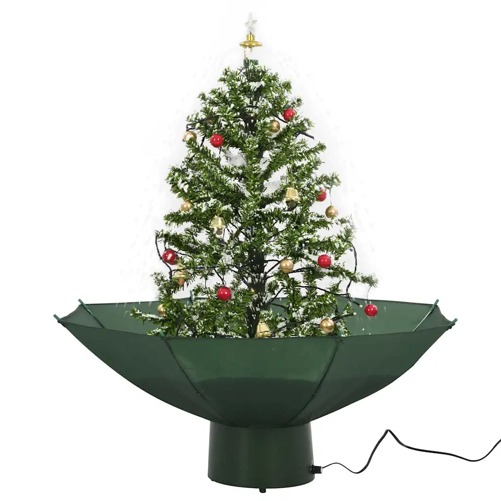 Albero di Natale con Neve e Base a Ombrellone Verde 75 cm cod mxl 18020