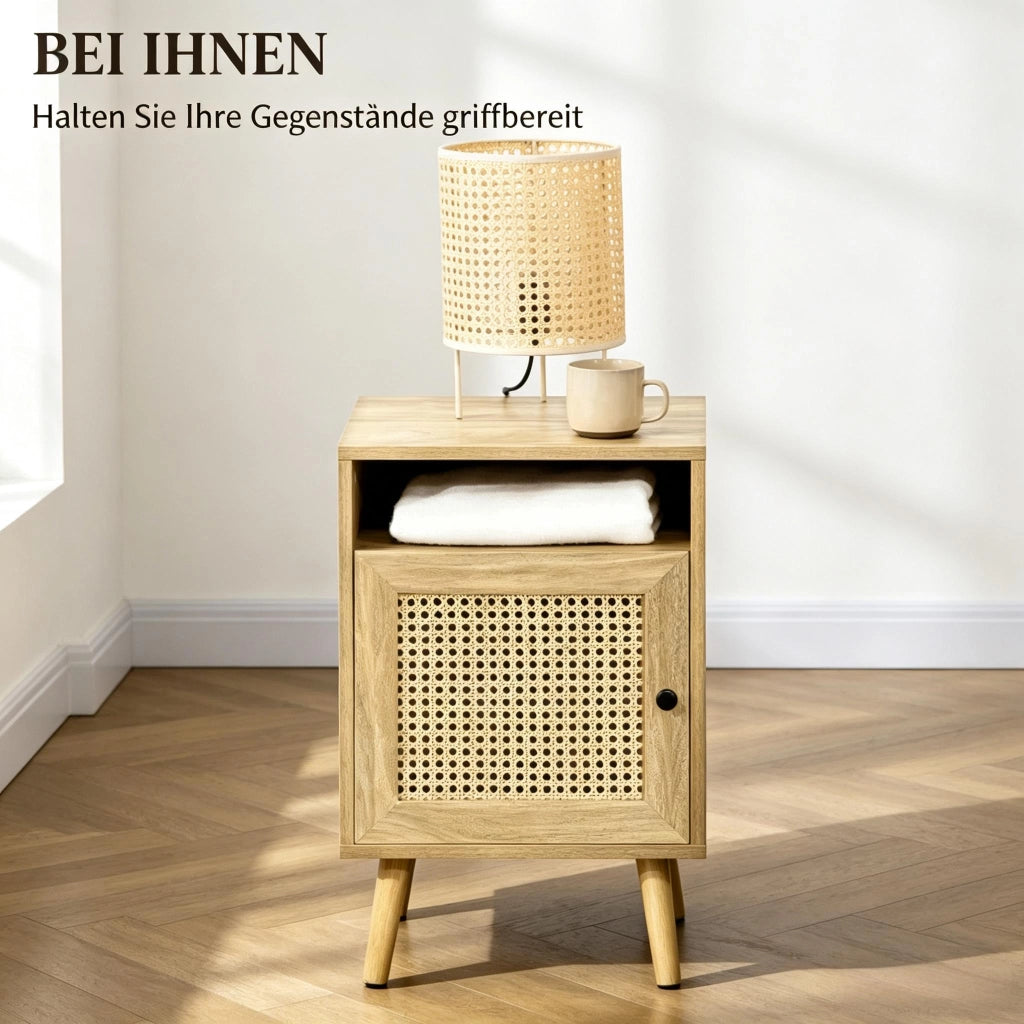 TAVOLINO DA NOTTE Set da 2 pezzi 39 x 35 x 60 cm Naturale MDF/Rattan