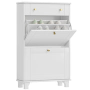 Scarpiera con cassetti e ripiano regolabile ¨C Zephmum ¨C Bianco 60x23.5x98.5 cm