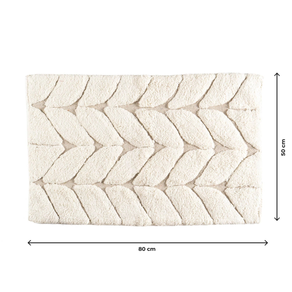 Tappeto Bagno Antiscivolo In Cotone Effetto Rilievo Assorbente, Morbido, Lavabile in Lavatrice 50x80 / 60x120 cm Bianco - 50x80 cm