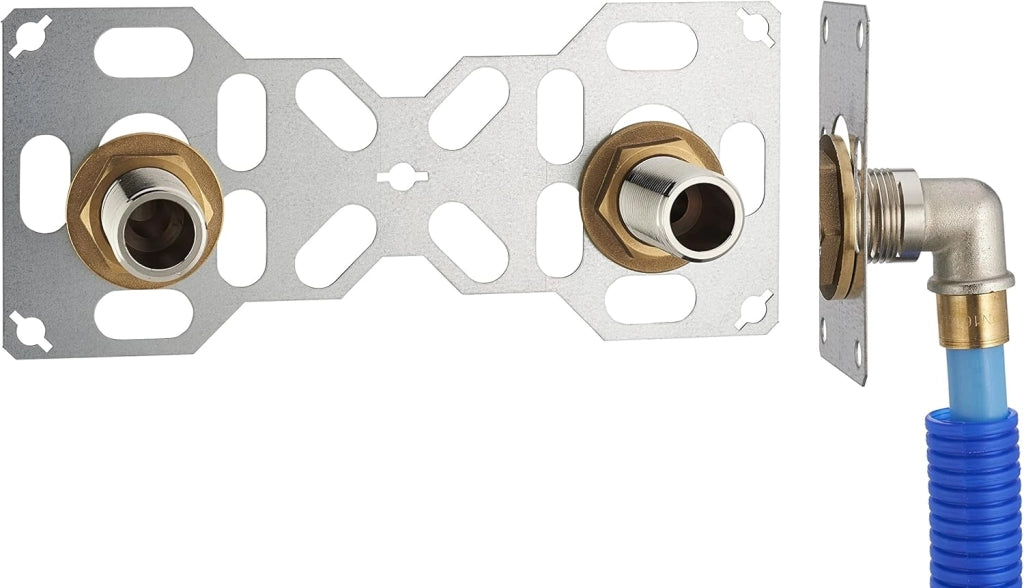 FIXSYSTEM Kit giradischi uscita paratia per tubo PER a crimpare Ø16 - uscite interasse 150 millimetri maschio 20x27 (3/4) per rubinetto doccia/vasca - Installazione visibile