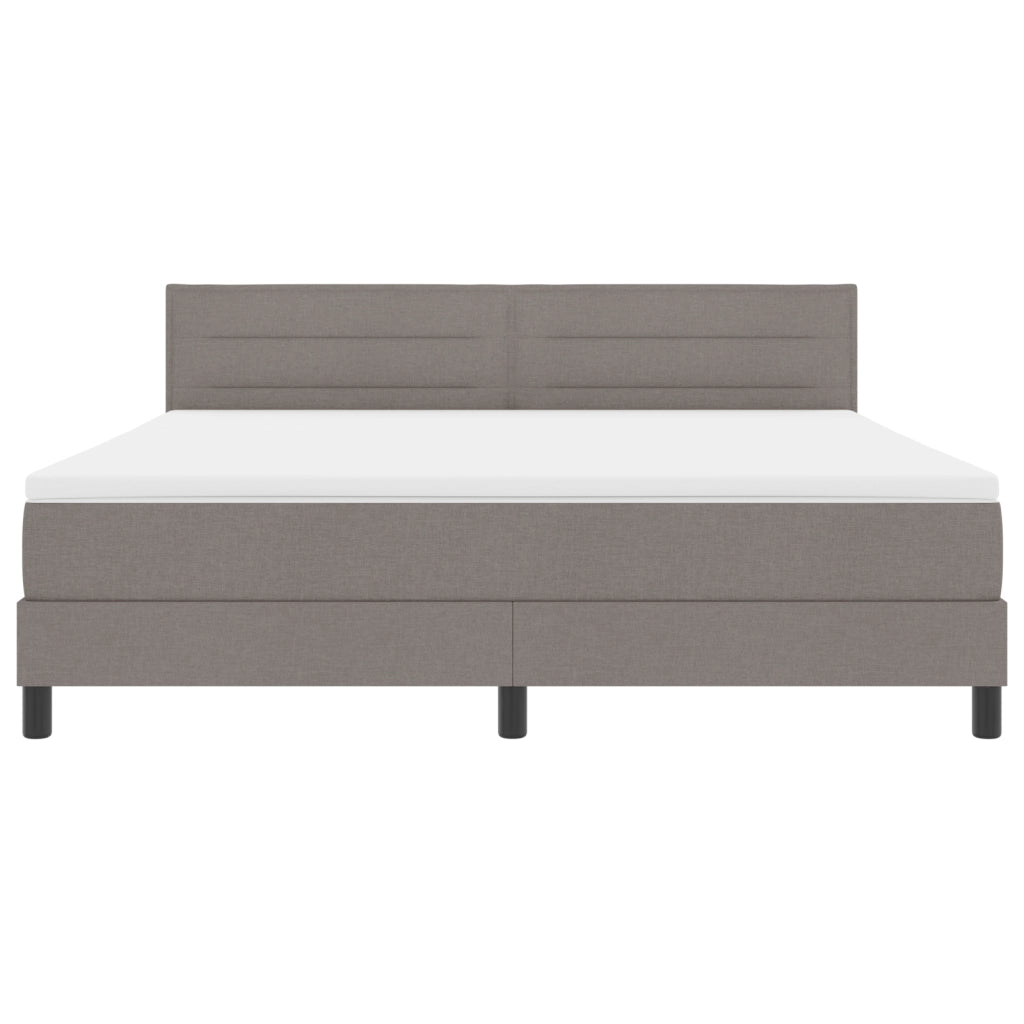 Letto Box Spring con Materasso e LED Taupe 180x200 cm Tessuto