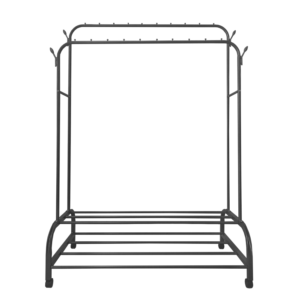 Appendiabiti Donkey Premium Maxi Giro 2 Stand Nyana Home 162x110x57 cm, 2 barre appendiabiti, 4 ganci laterali, 2 ripiani inferiori Nero.